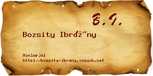 Bozsity Ibrány névjegykártya